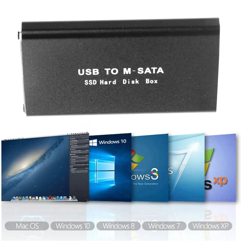 mSATA To USB 3.0 SSD Enclosure Mini SATA External HD Hard Drive Disk Box Storage Case Adapter For KingSpec mSATA SSD 30X50mm