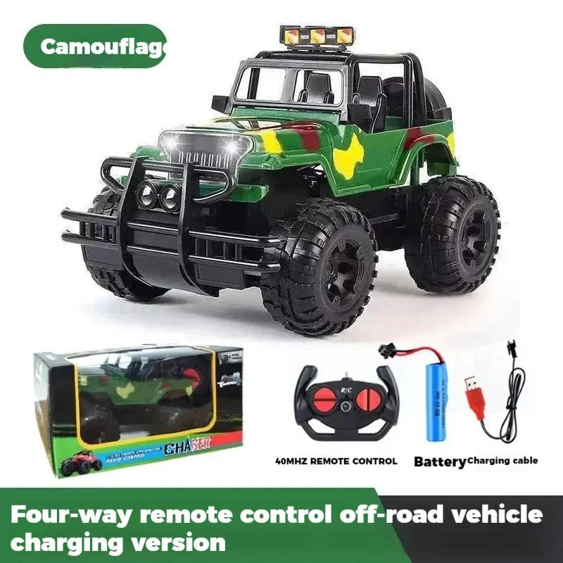 Voiture électrique télécommandée RC avec lumière LED aste pour enfants, tout-terrain, plastique, camion 4 roues motrices, jouet de simulation, dérive, cascade, cadeau