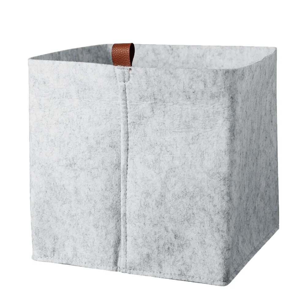 

Storage Basket Premium Material Desktop Organizer Sundry Household Portable Handle Soft Felt Base