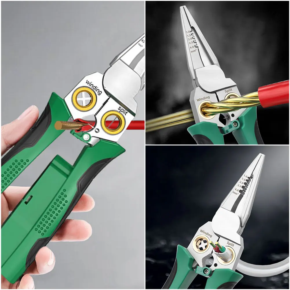 8-in-1 Multi-Functional Electric Cable Stripper Cutter with Electrical Measurement Cable Scissors for Cutting and Pulling Wires