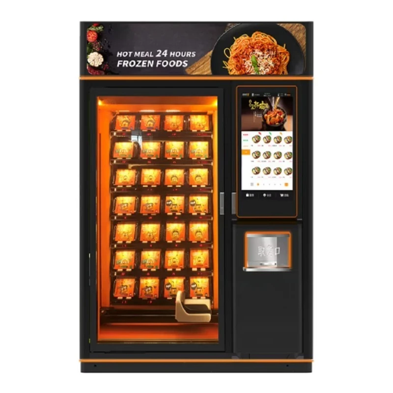 Customized 24 Hour Self Service Hot Food Vending Machine Professional Smart Touch Screen Fully Automated Pizza Bread