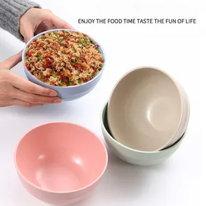 Ramen Ensalad Bowl Juego de 15 cm de paja de trigo clásico PP Tazón de plástico para trabajadores de oficinas para estudiantes para dormitorios Fideos instantáneos 12 Best Pasta Bowl de ventas - №5