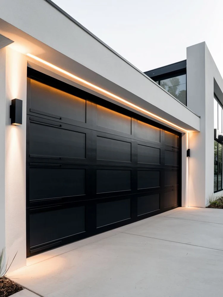 Automatic Garage Door With Electric Motor Entrance Entry Front Bi-Fold Doors Aluminum Alloy Profile Glass Custom Home Decor
