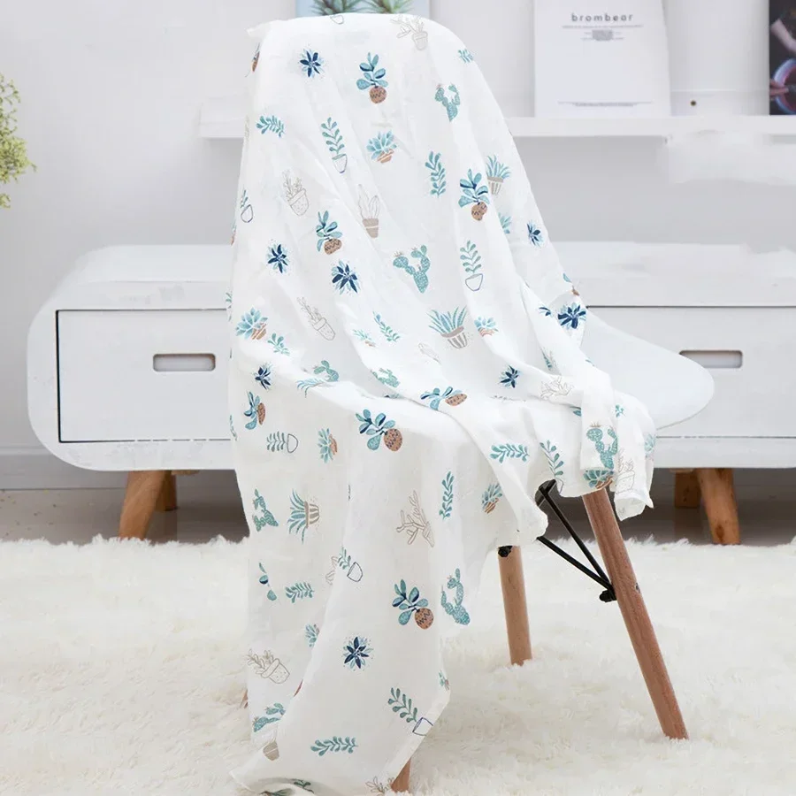 Baby Bath Towel 120x110cm Baby Muslin Swaddle Wrap Cotton Beach Shower Blanket Cute Soft Two Layer Gauze Infant Stroller Cover