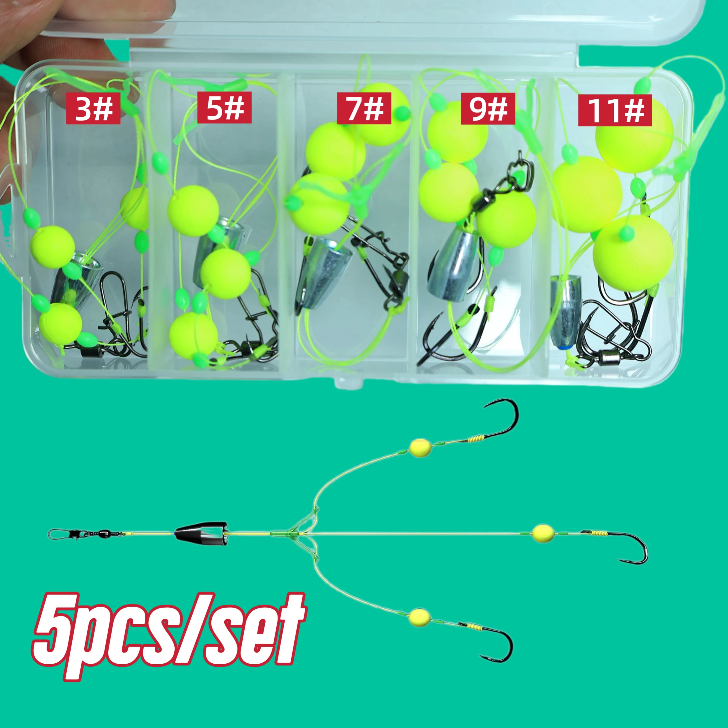 Anti-Verwicklung Dreifach-Haken-Angelrig mit Vorfachschnur, Baitcasting-Kit, Handrute, Flip-Haken, Ise-Ni-Fischhaken für Karpfen