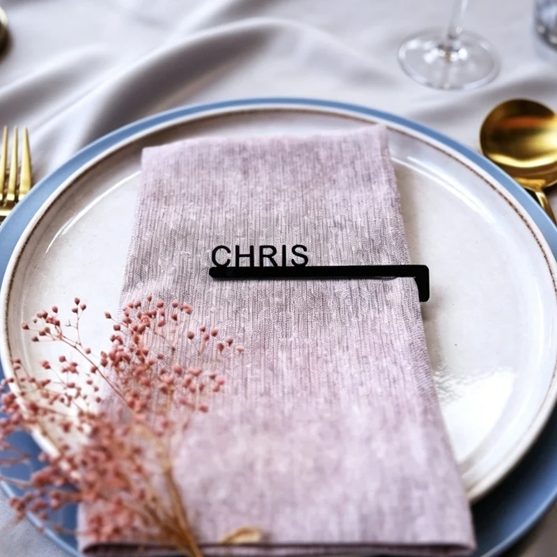 

Personalized Napkin Ring with Name, Laser Cutting Wooden Napkin Rings and Acrylic Napkin Rings for Wedding Napkin Rings