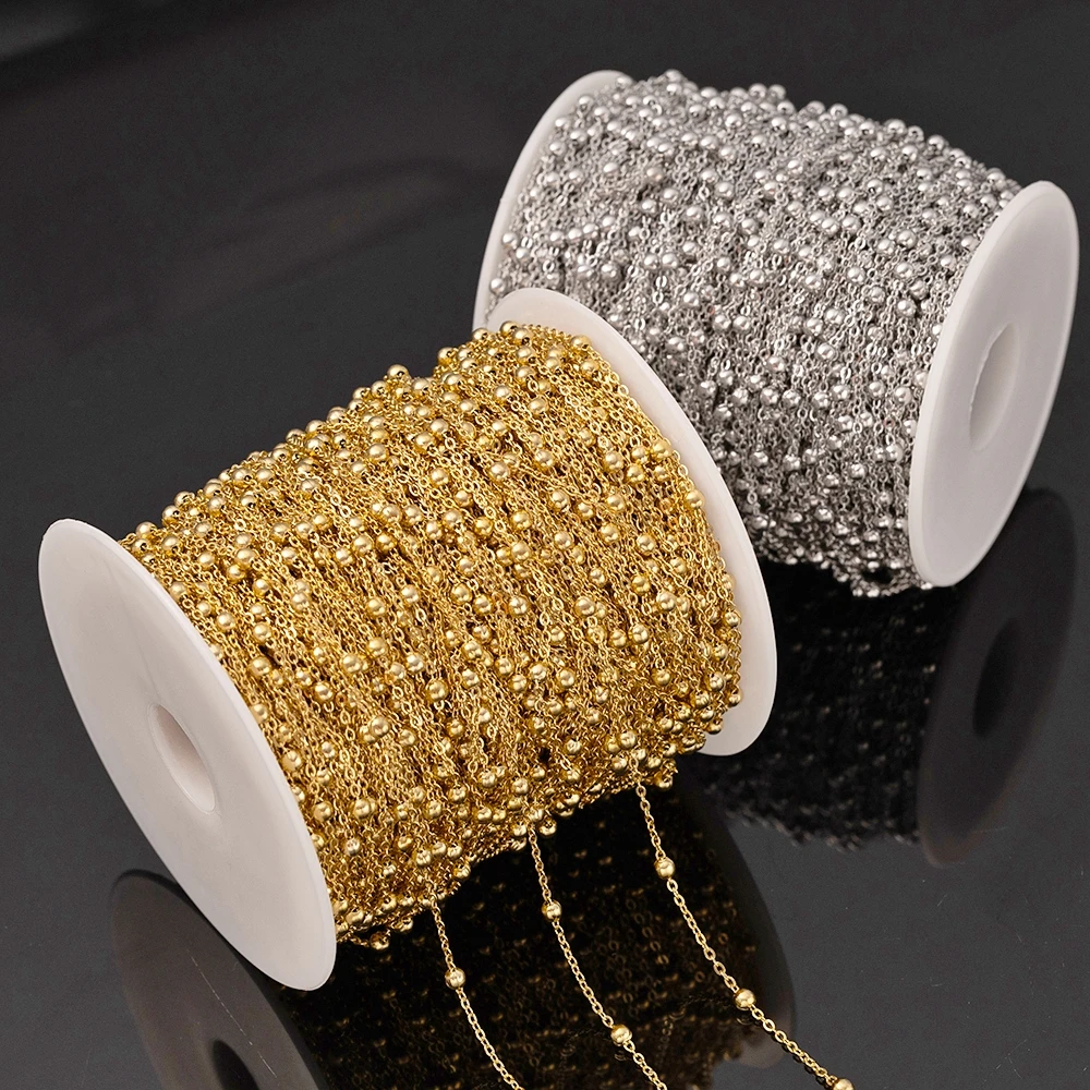 2 متر الفولاذ المقاوم للصدأ الخرز الذهبي سلاسل لصنع المجوهرات DIY النساء الرجال القلائد أساور اكسسوارات مكونات الحرف اليدوية #1