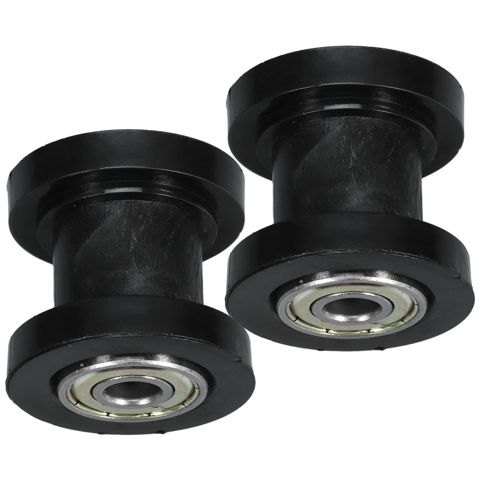 

2 Pcs Black 8mm Hole Motorcycle Chain Tensioner Roller Guide Wheel Anti Slip Durability Easy Installation Plastic Steel Material
