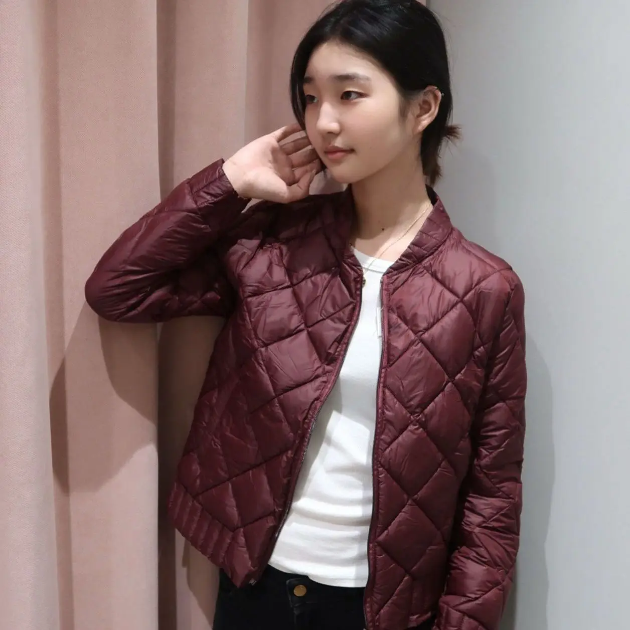 Light Thin Plaid Cotton-padded Jacket Female Autumn Winter 2026 New Down Coat Women Parkas Loose Short Overwear Fashion Outcoat