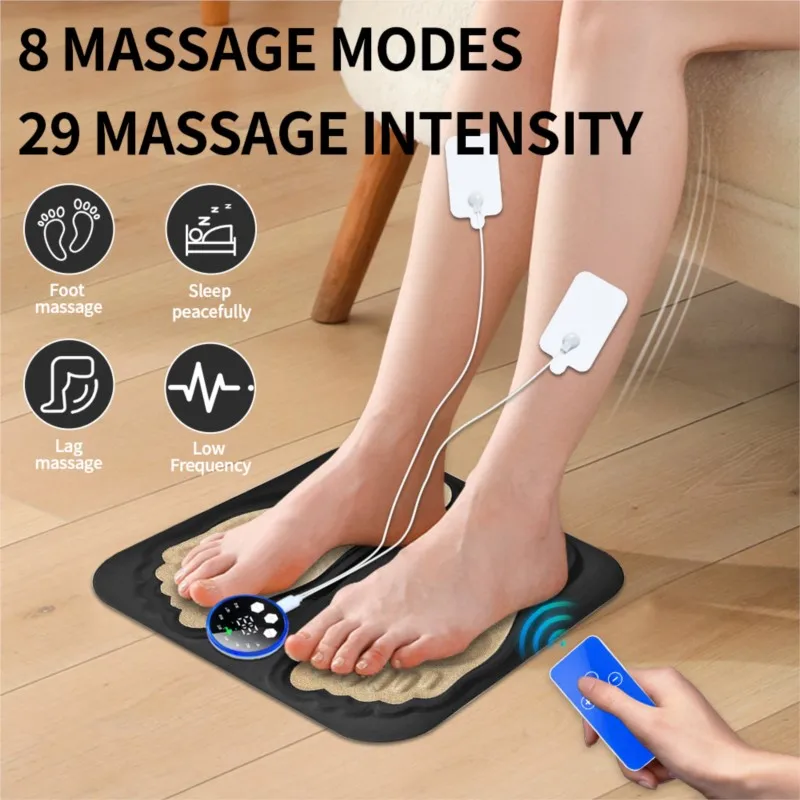 

New 3D Electric EMS Foot Massager Pad With Remote, Smart Foldable Foot Muscle Stimulation Massage Mat Feet Relaxation Shaping