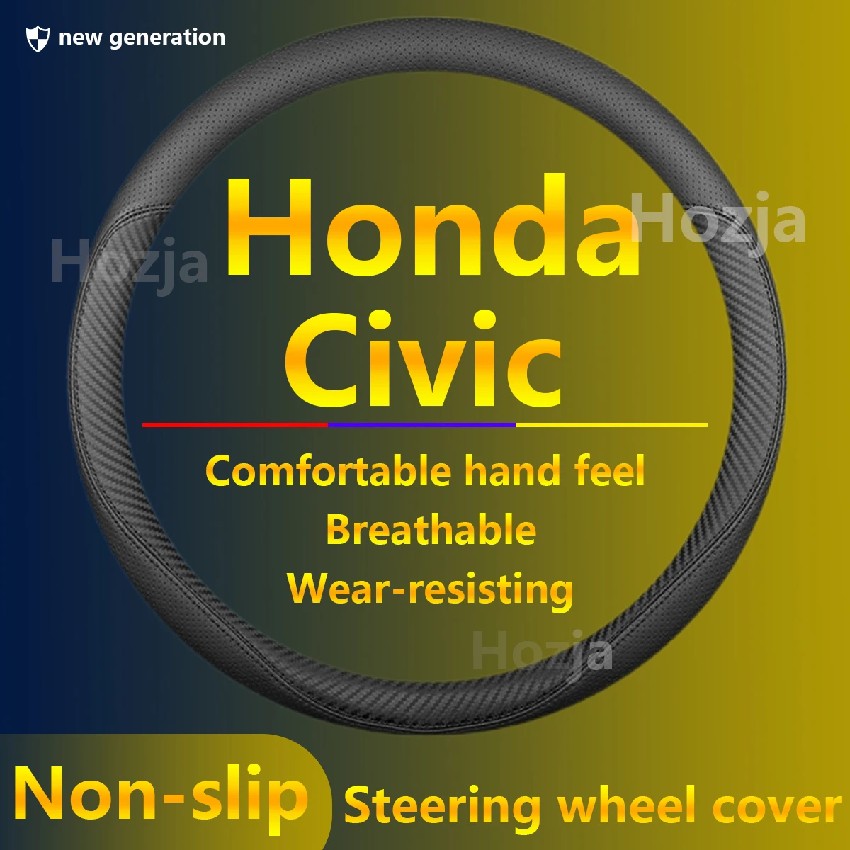 Non-slip Auto Steering Wheel Cover For Honda Civic SI TypeR eHEV Coupe 2020 2021 2022 2023 2024 2025 High-end Cars Accessories