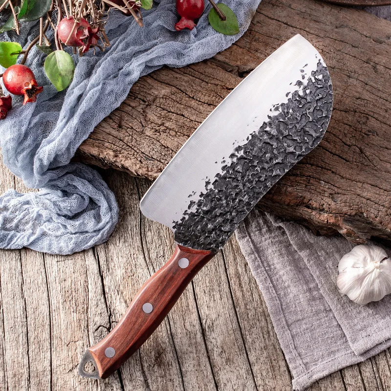 Forged Kitchen Knife Tool Stainless Steel Knife Color Wood 5cr15 Manual Forging And Cutting Dual-use Knife Fish Head Chef Knife