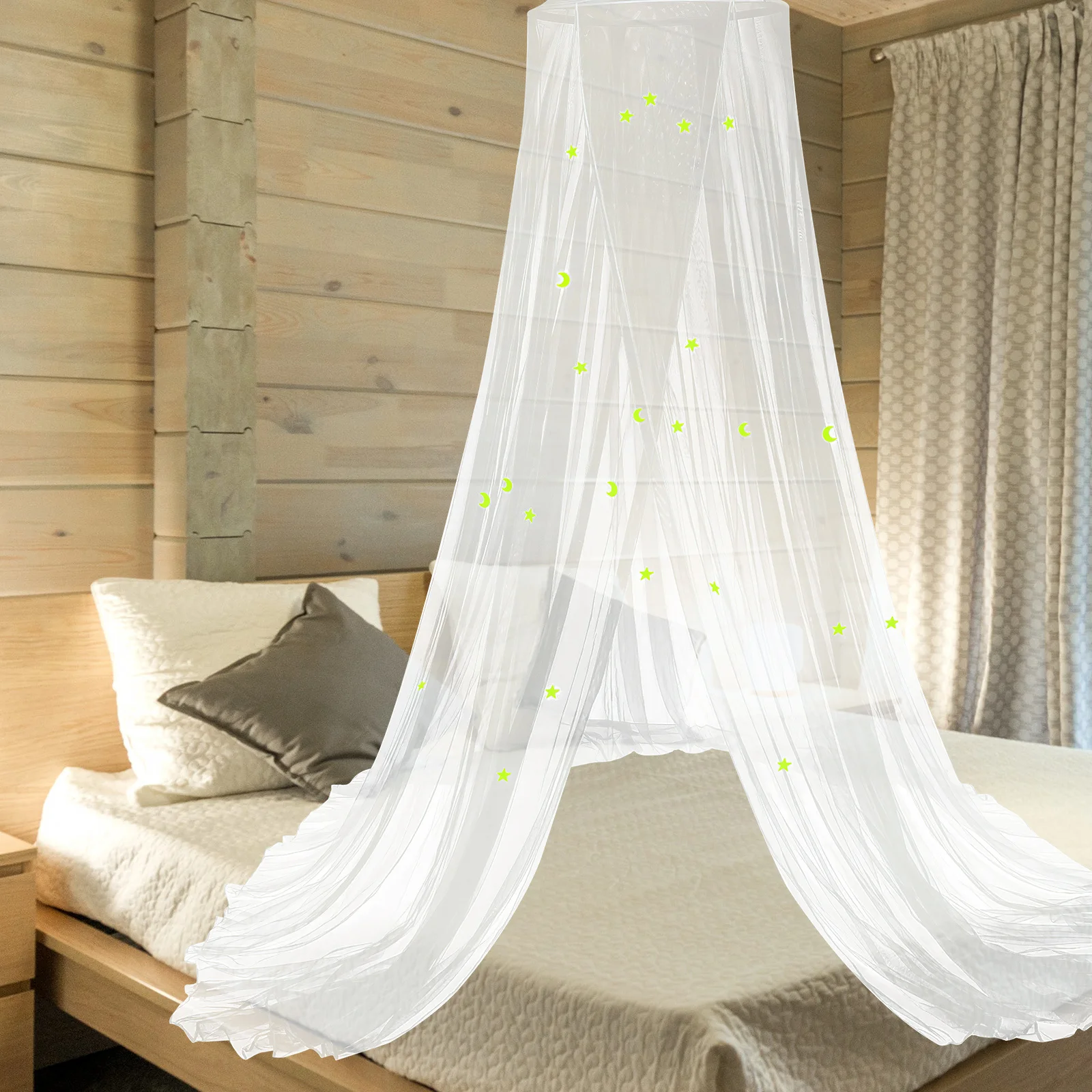 

1Set Bed Canopy Round Dome Mesh Netting White Foldable Bed Curtain Insect Proof for Bedroom Home Decor Net Ceiling Net