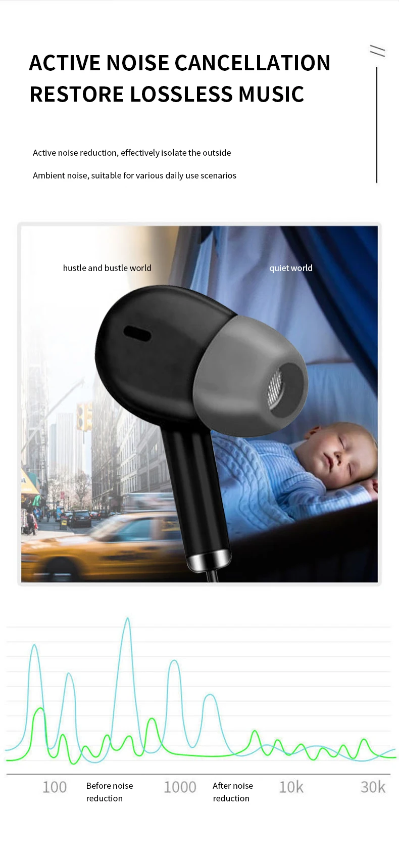 Universal In-Ear-Kopfhörer mit Kabel, hochwertiges Headset, 3,5-mm-Ohrhörer, In-Ear-Kopfhörer für Smartphone, Computer, integriertes Mikrofon – Detail 9