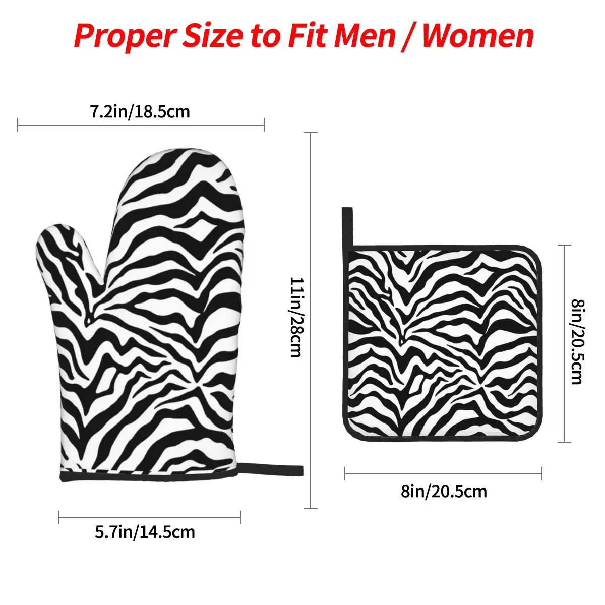 Zebra Print Oven Mitts and Pot Holder Sets of 4 for Baking Kitchen Cooking BBQ Resistant Non-Slip Gloves