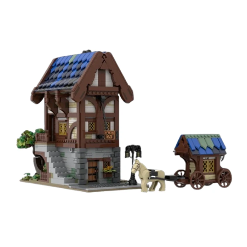 Spot MOC-153710 medievale Street House Architecture Series House Puzzle giocattolo fai da te modello ornamento regalo