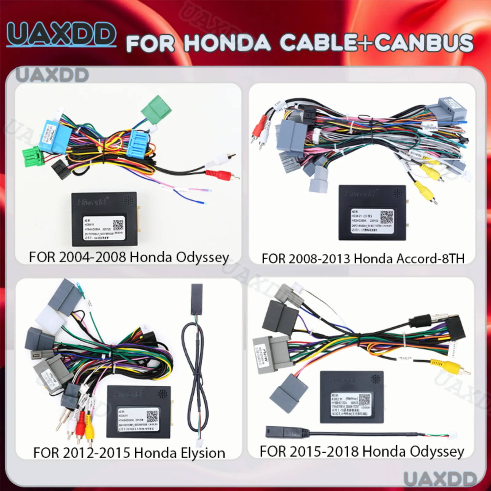 UAXDD FOR Honda 2008-2013 Accord 2012-2015 Elysion 2004-2008 2015-2018 Odyssey Wire Electric 2 Din Car Cable Canbus Line Current