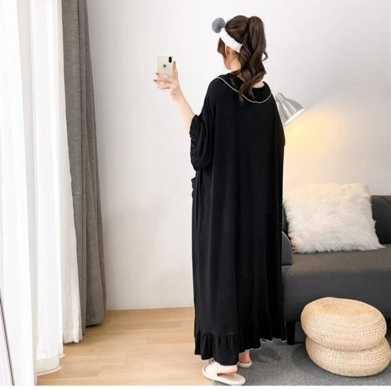 150kg Extra Large Size Loose Home Dress with Pocket Princess Style Maxi Nightdress Summer Short Sleeve Maternity Loungewear 4XL