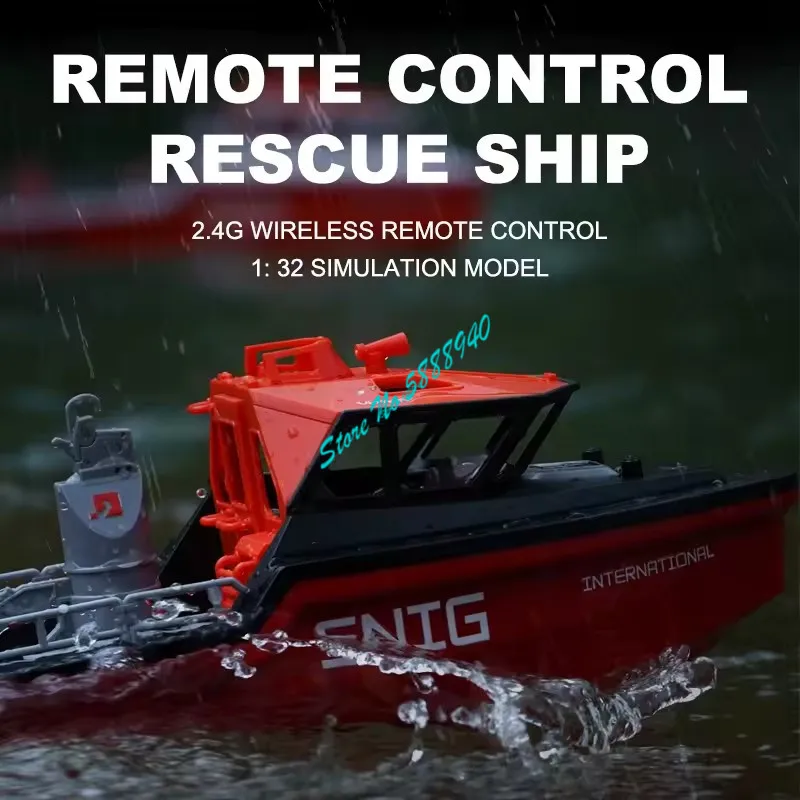 Multi-Players Summer Toys Brushless Motor Remote Control Rescue Boat 2.4G LED Lighting Waterproof Turbojet High Speed RC Boat