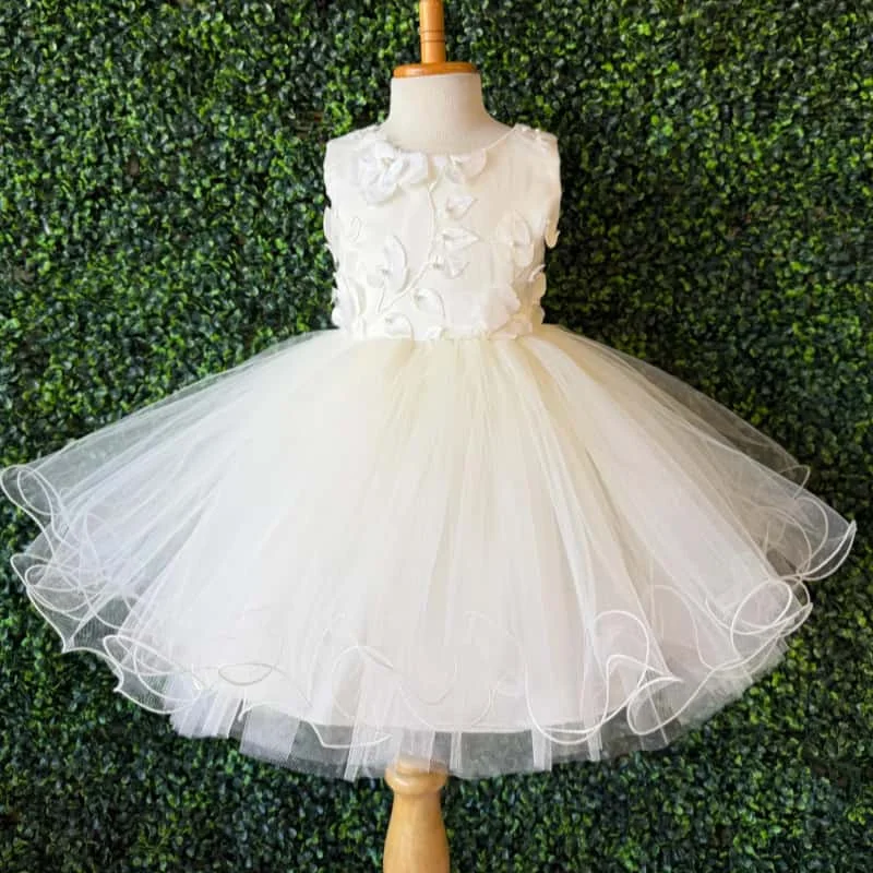 Custom Flower Girl Dress For Wedding Back Deep V Oversized Satin Big Bow Ruffle Edge Gown Birthday Photo Formal Party Outfit