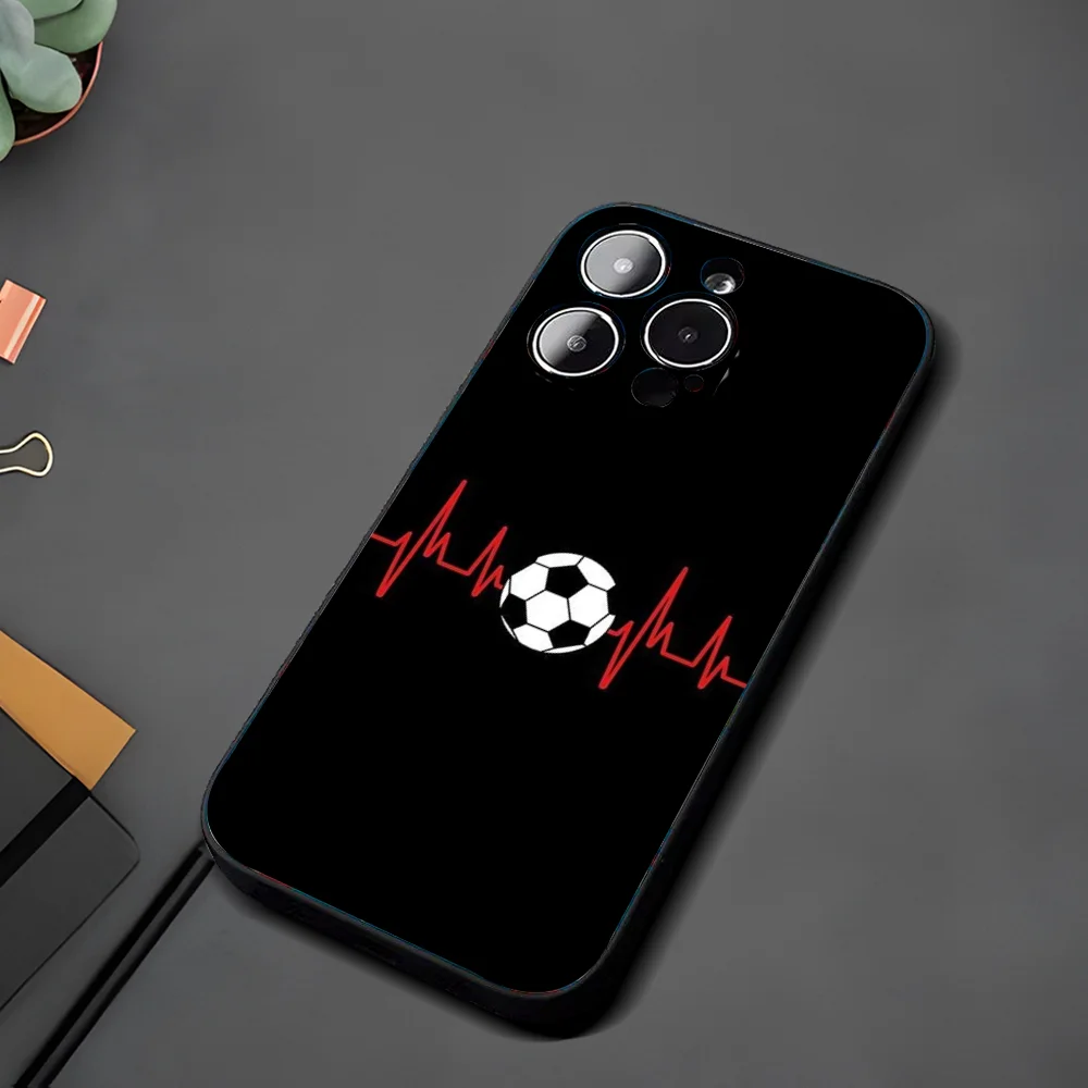 Football Heart Beat Phone Case For Iphone 15 11 13 14 Pro Max 7 8 Plus X Xr Xs Max Se2020 12mini Cover Case