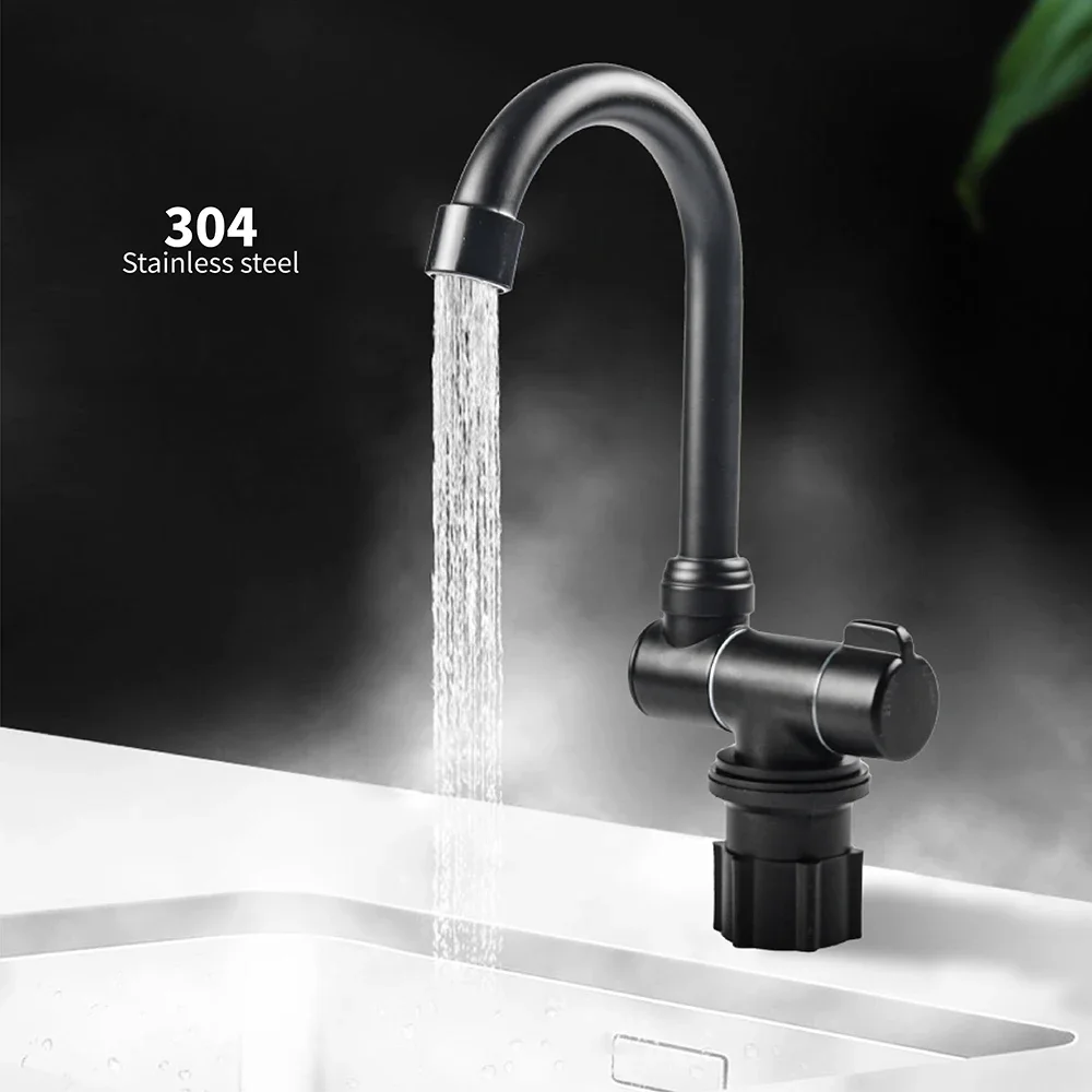 Grifo plegable giratorio de 360 grados, grifería de agua fría y caliente para cocina, baño, RV, escotilla de cubierta marina, caravana, barco, accesorios para camper