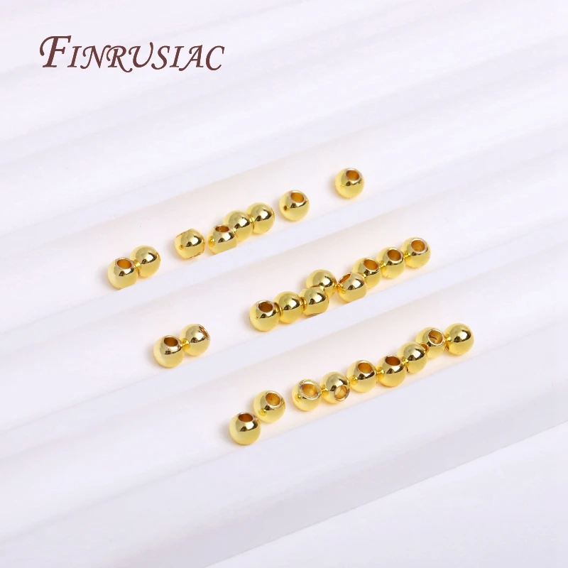 2/2,5/3/4/5/6MM Runde Nahtlose Perlen 14K Gold Überzogene Metall glatte Spacer Perlen Für Armband Hohe Qualität DIY Schmuck Zubehör – Detail 18