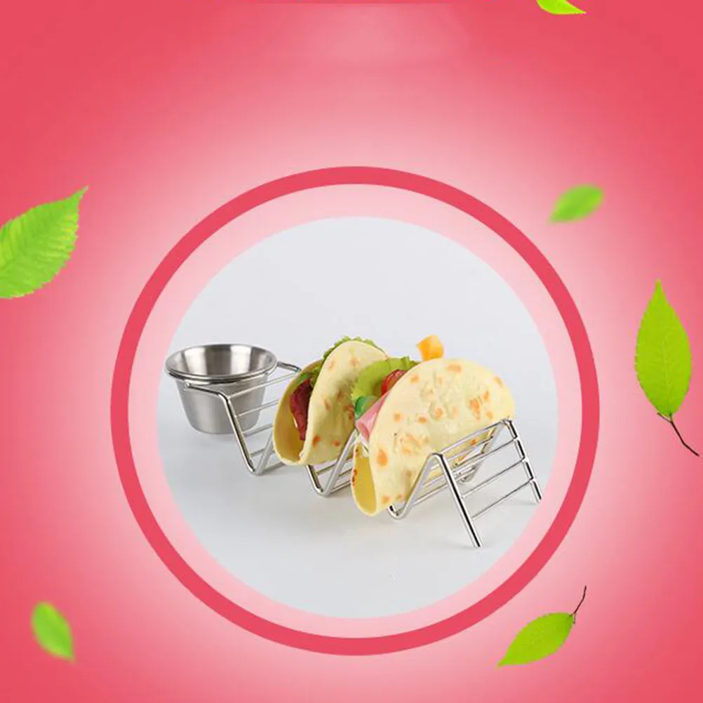 Mexican Taco Rack 304 Stainless Steel Stand Up Holder for Tacos Pancakes Burritos Sandwiches Acid Alkali Wear Resistant Non Slip