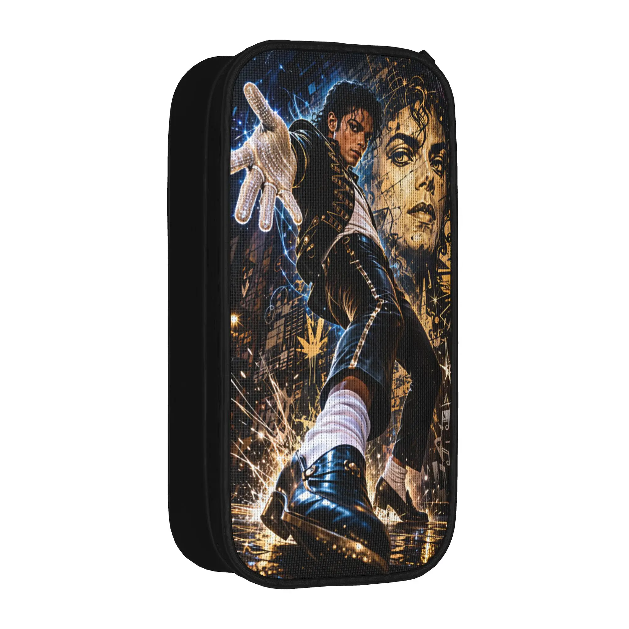 Michael Jackson Pencil Case  School Pencil Cases Double Layer Child Aesthetic Large Capacity Pencil Box School Supplies