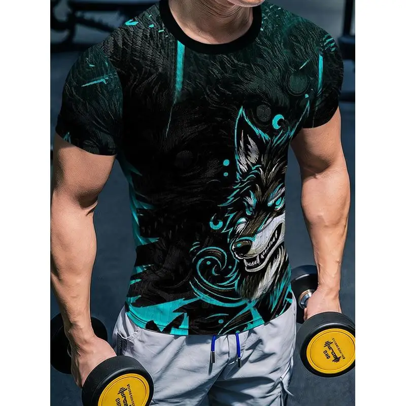 Men's Summer Body Hugging Fitness Short Sleeve T Shirt High Stretch Quick Dry Muscle Defining Printed Training Tee Weightlifting