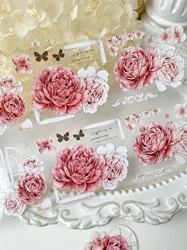 YiEr Studio Vintage Rouge Window Pink Rose Floral Washi Tape Planner DIY Card Making Scrapbooking Plan Decorative Sticker