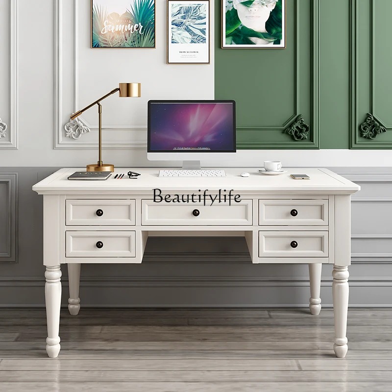 مكتب أمريكي فاخر من خشب الرماد والخشب الصلب بخمسة مكتب ضخ مكتب كتابة مكتب أوروبي فاخر خفيف 1.4 متر