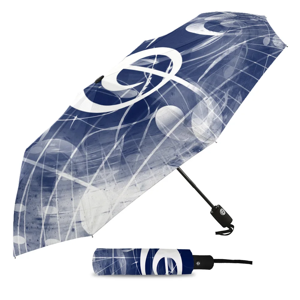 Musical Note Blue Circle Rain Foldable Umbrella for Women Males Eight Strands Sunny Umbrella Fully-automatic Umbrella