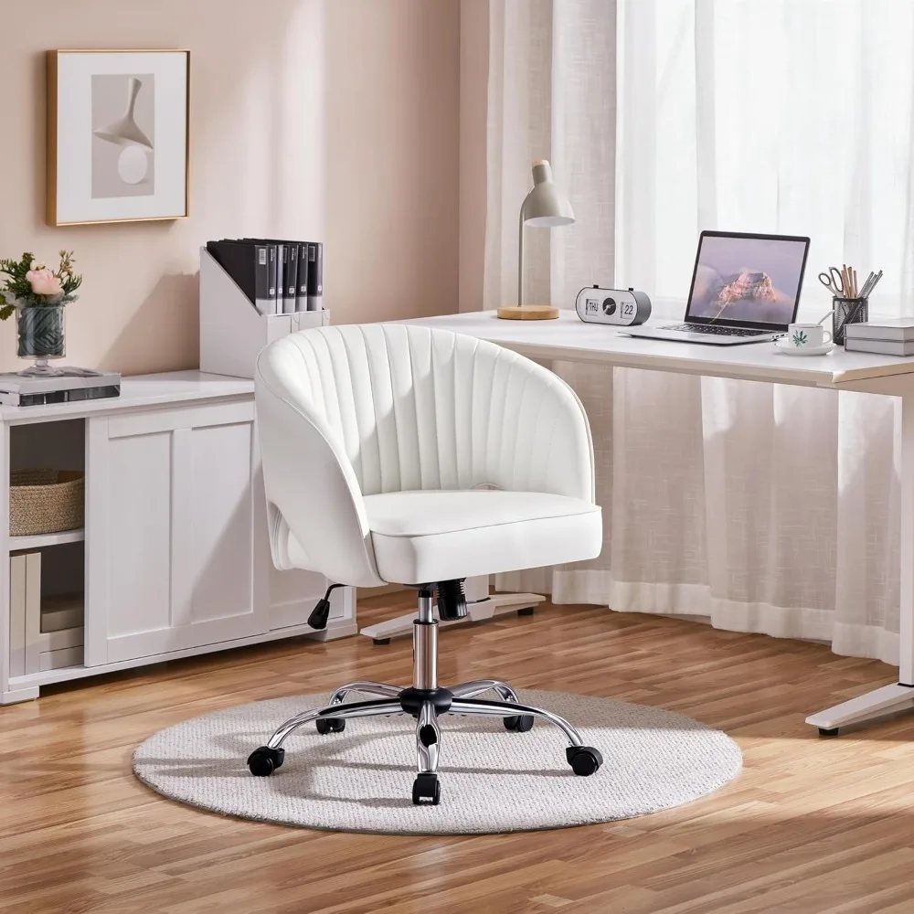 كرسي مكتب حديث من الجلد الصناعي، كرسي مكتب دوار مع ظهر معنقدة لدراسة المكاتب المنزلية