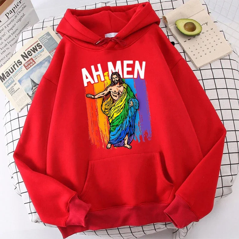 LGBT Clothes AH MEN Rainbow Jesus Gift for Pride Month Hoodies Gay Lesbian Teens Personality Sweatshirt Y2k Top Oversized Hoodie