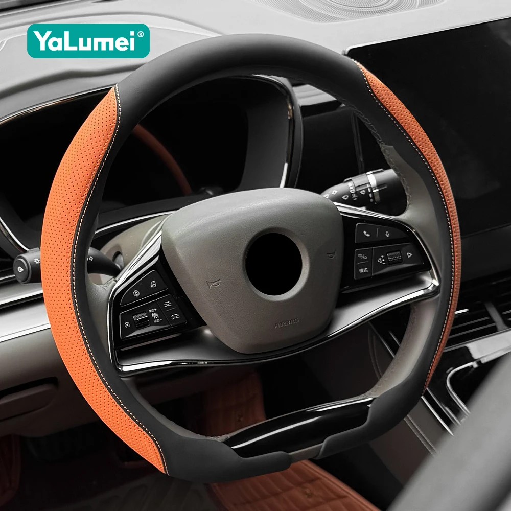 

For Chery Omoda 9 SHS C9 2025 2026 2027 Car Steering Wheel Cover Non-slip Breathable Nappa leather Accessories