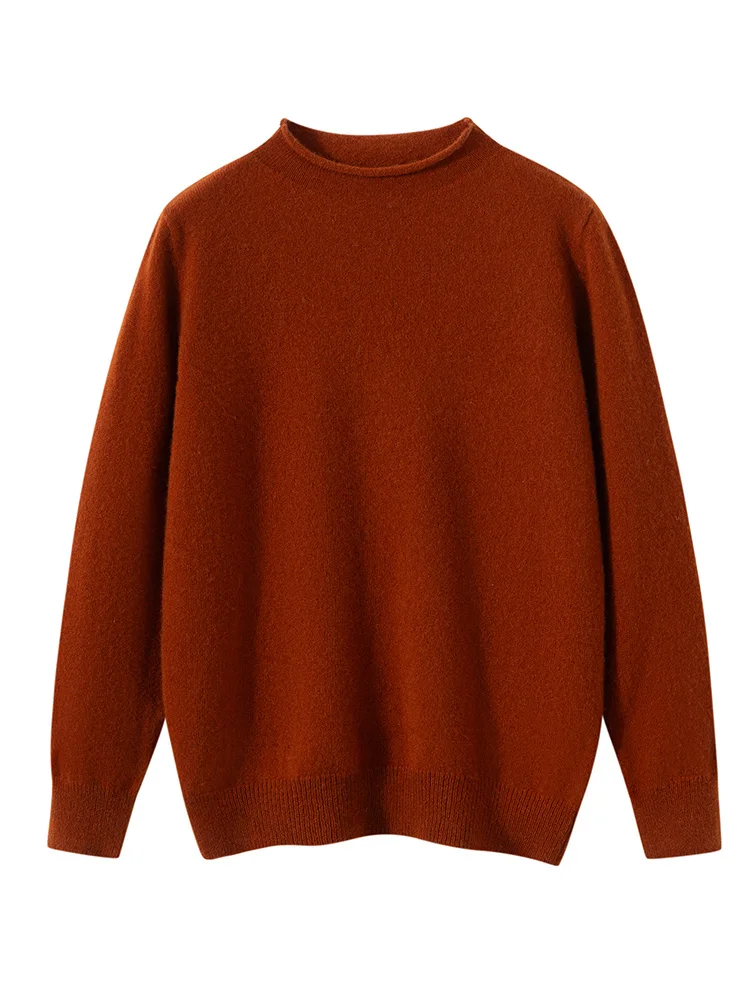 Basic Wool Sweater Children Curled Edge Half High Collar Pullover Autumn Winter Kids 100% Merino Wool Knitwear Boy Girl Clothing view 5