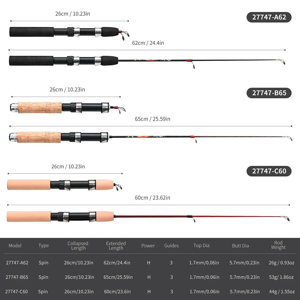 1 Set Fishing Rod With Fishing Reel Short Portable Mini Winter Outdoor Ice Fishing Stretch Rod Tools Accessories view 3
