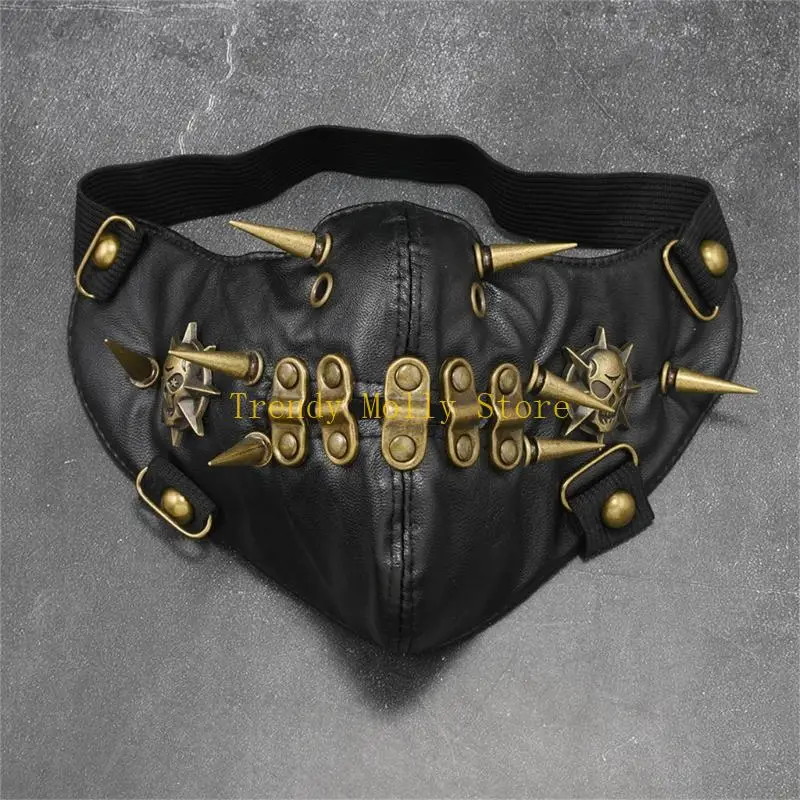 قناع الوجه N5KB Punk Rock Skull مع قناع قابل للتعديل وخفيف الوزن من سبيكة لهجات المهرجان للنساء والرجال