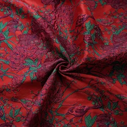 Flower Relief Red Jacquard Fabric Retro Women's Dress Skirt Luggage Bag Decorative Sewing Fabric