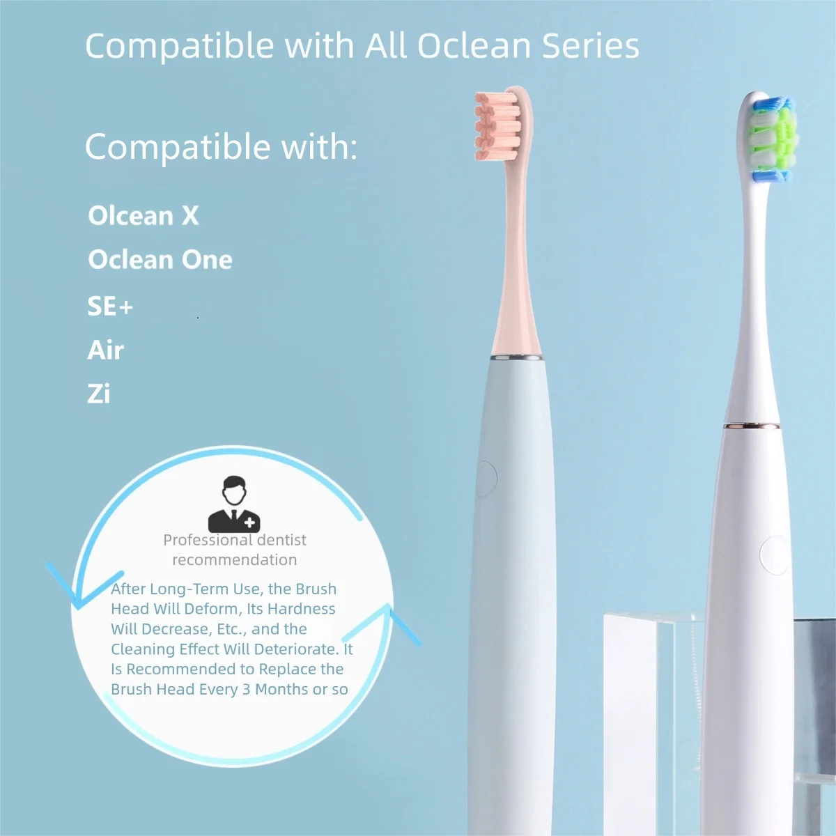 4 Pcs/Pack Electric Toothbrush Rreplacement Heads for Oclean All Models x pro Elite, X, X Pro,Flow,F1,Air 2.With Hygienic Caps image 6