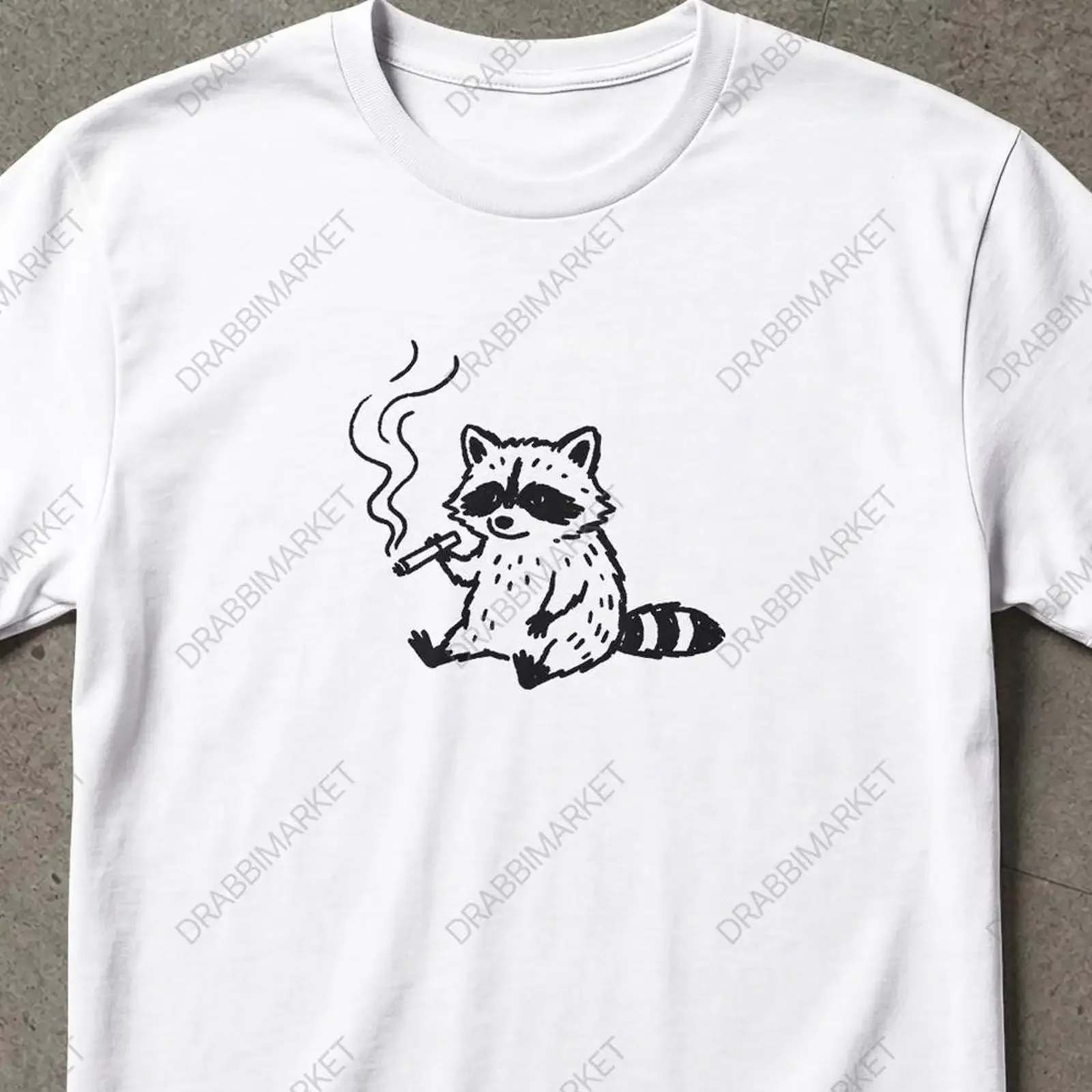 Funny Smoking Raccoon Meme T Shirt Vintage Y2K Cute Racoon Casual For Friends vintage Washed Top For Everyday Wear homme