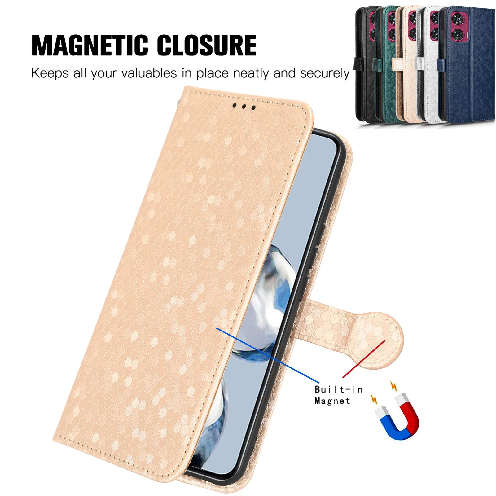 Polka Dot Flip Leather Case for MOTO EDGE 50 FUSION 40 PRO 30 Neo G34 G04 G24 G Power G Play G54 G84 G14 E13 G13 G23 Cover