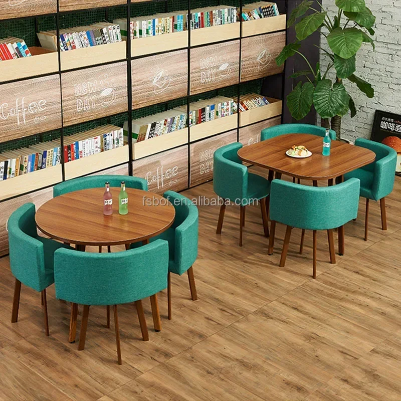 Restaurant Furniture Square Dining Table and Chairs Set  Cafe Square Table Chair Combination Can Save Space