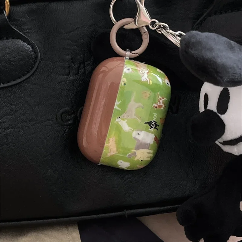 

Cute Green Lawn Puppy Earphone Case For Apple Airpods Pro 2 3 1 Cover Headset Charging Cases For Airpod Silicone Headphone Funda