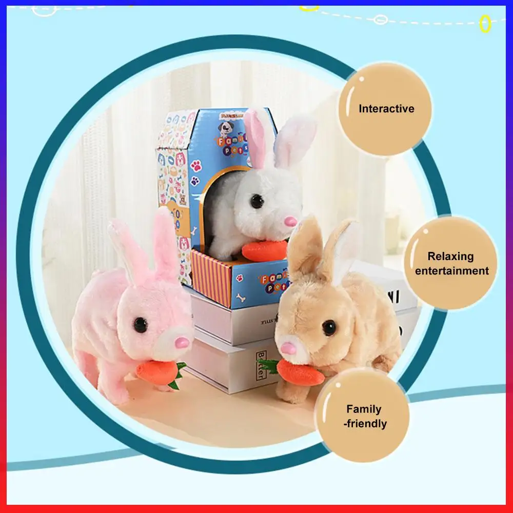 Hopping Rabbit Animated Walking Wiggle Ears Twitch Nose Interactive Electronic Pet Realistic Bunny Toy Easter Gift for Kids