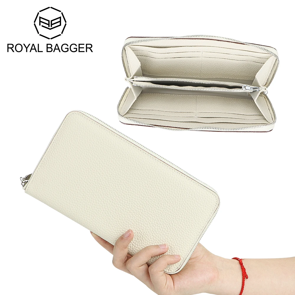 

Royal Bagger Trendy Lychee Pattern Long Wallet, Solid Color Multi-card Slots Card Holder, Perfect Purse for Daily Use 1732