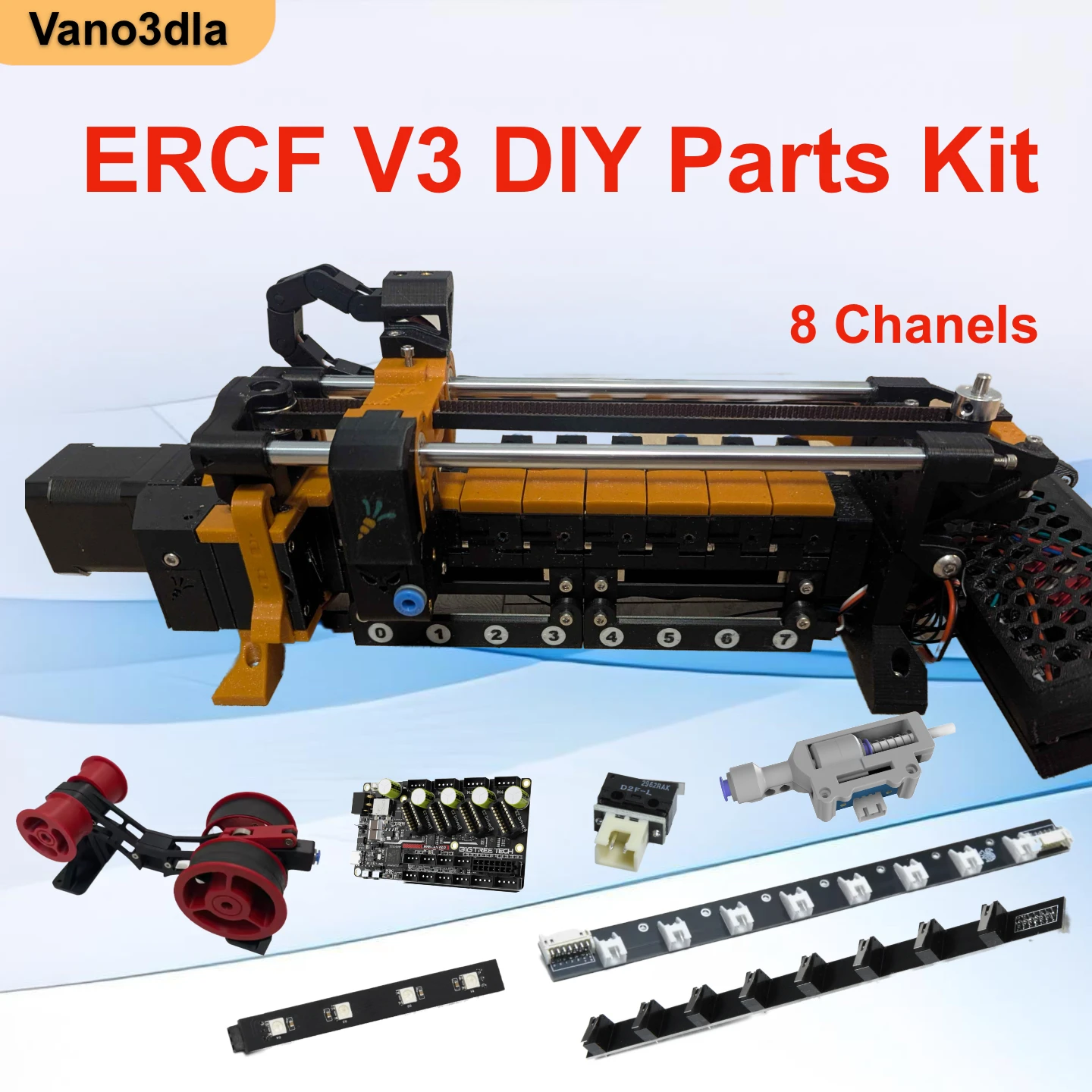 

Vano3dla ERCF V3 Parts Full kit High-quality 8 Chanels Kit with PSF Sensor with Filamentalist FV3 include ERCFV2 Upgrade ERCFV3