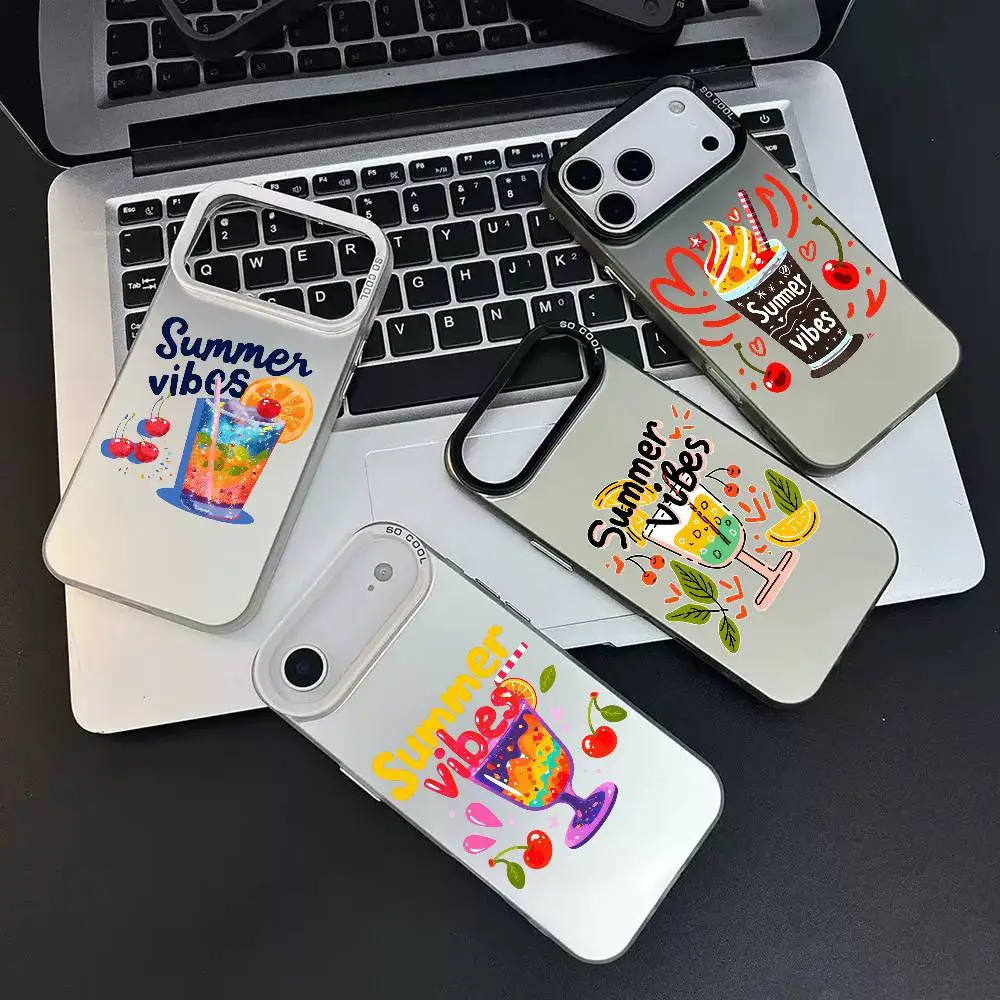 حافظة هاتف صيفية IMD لون فضي شل لهاتف آيفون 17 16 15 14 13 12 11 Pro Max Plus Air