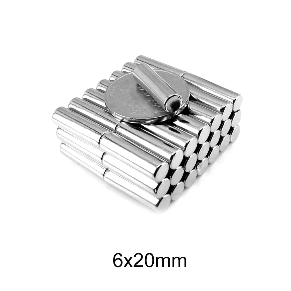 6x20mm Round Powerful Strong Magnetic Magnet 6x20 Strong Disc Magnets For Fridge, DIY, Building, Scientific, Craft,  6*20
